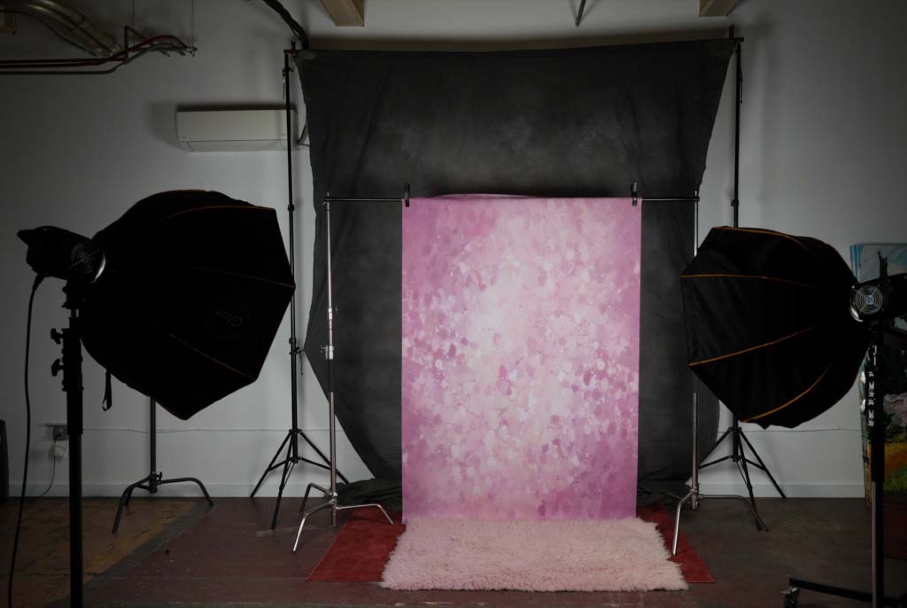 Pink backdrop lighting setup